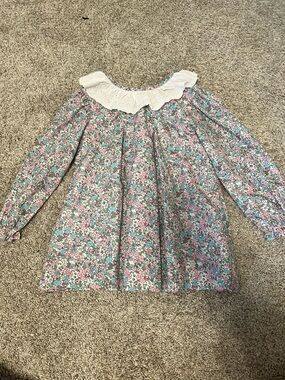 Cecil and Lou Girls Floral Long-Sleeve Tunic with White Eyelet Collar